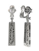 Серьги из белого золота c бриллиантами и ониксом