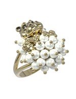 Кольцо из лимонного золота c эмалью и жемчугом