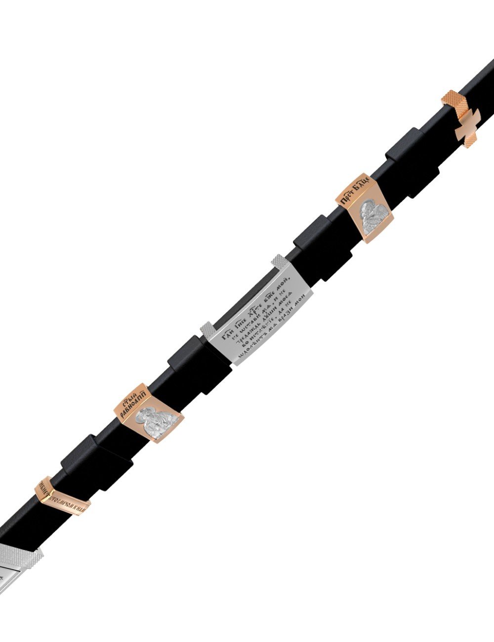 Браслет из белого золота c кожаным шнурком