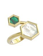 Кольцо из лимонного золота c малахитом и перламутром