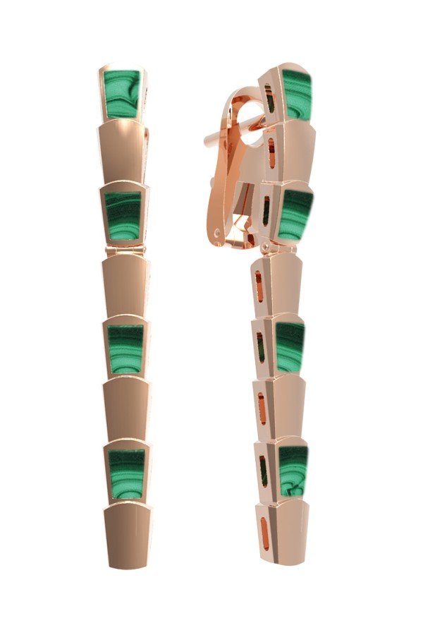 Серьги из золота c малахитом