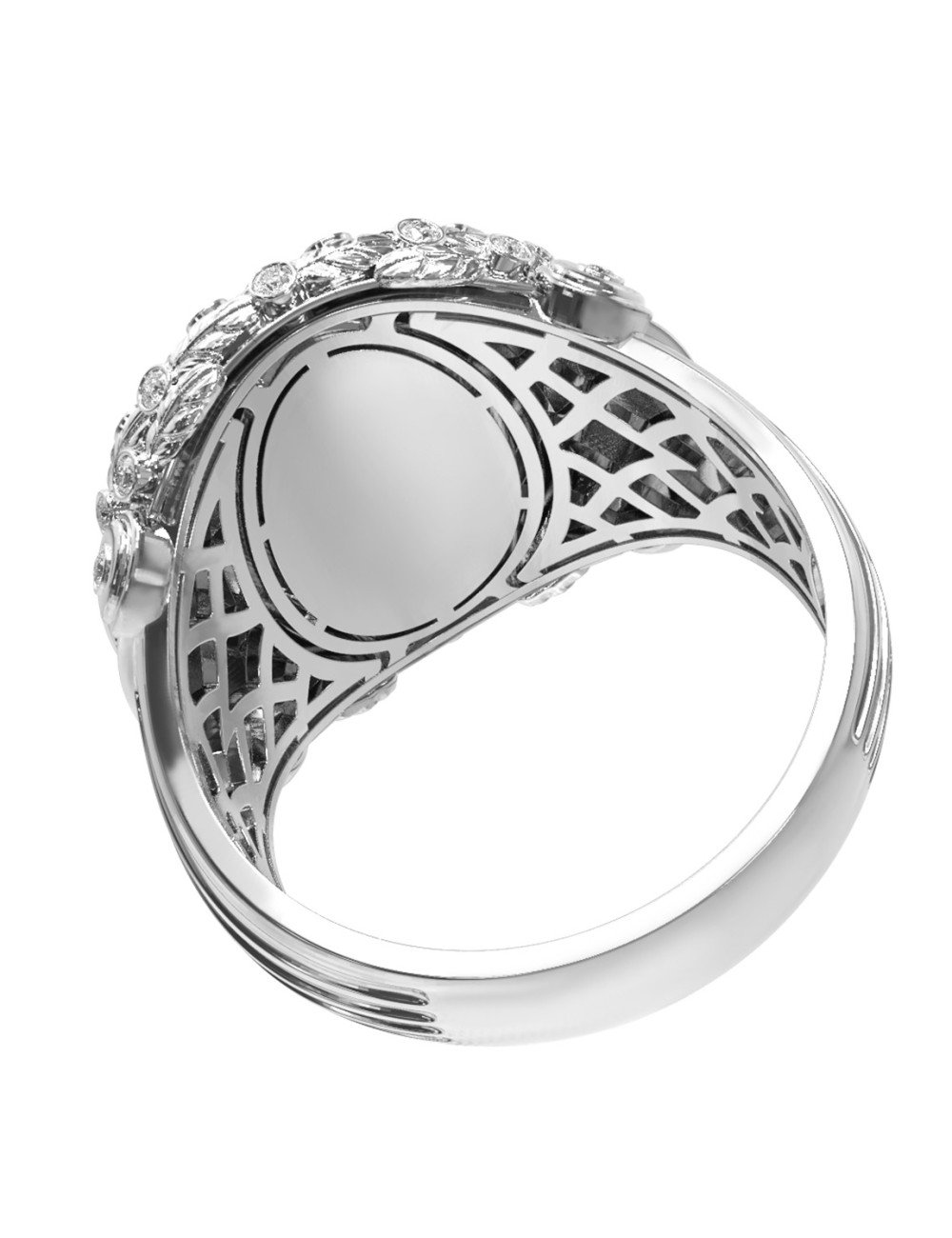 Кольцо из белого золота c бриллиантами и ониксом