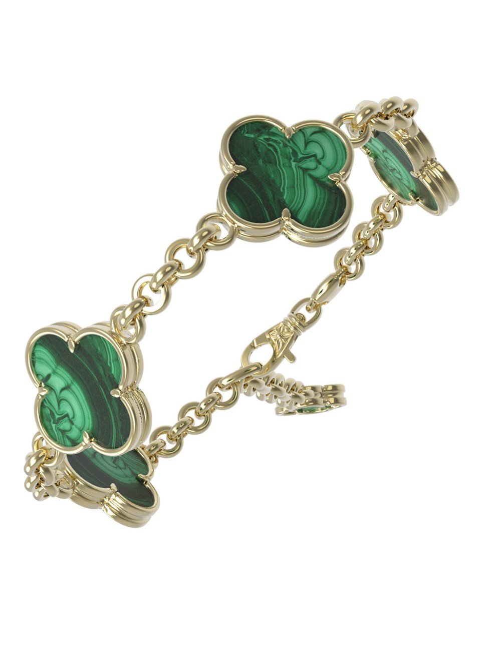 Браслет из лимонного золота c малахитом