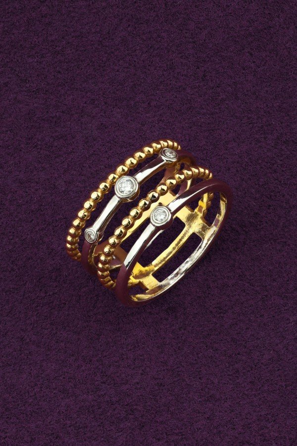 Кольцо из лимонного золота c бриллиантами