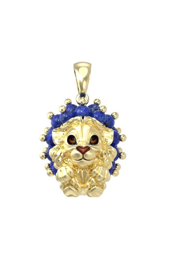 Подвеска из лимонного золота c эмалью и лазуритом