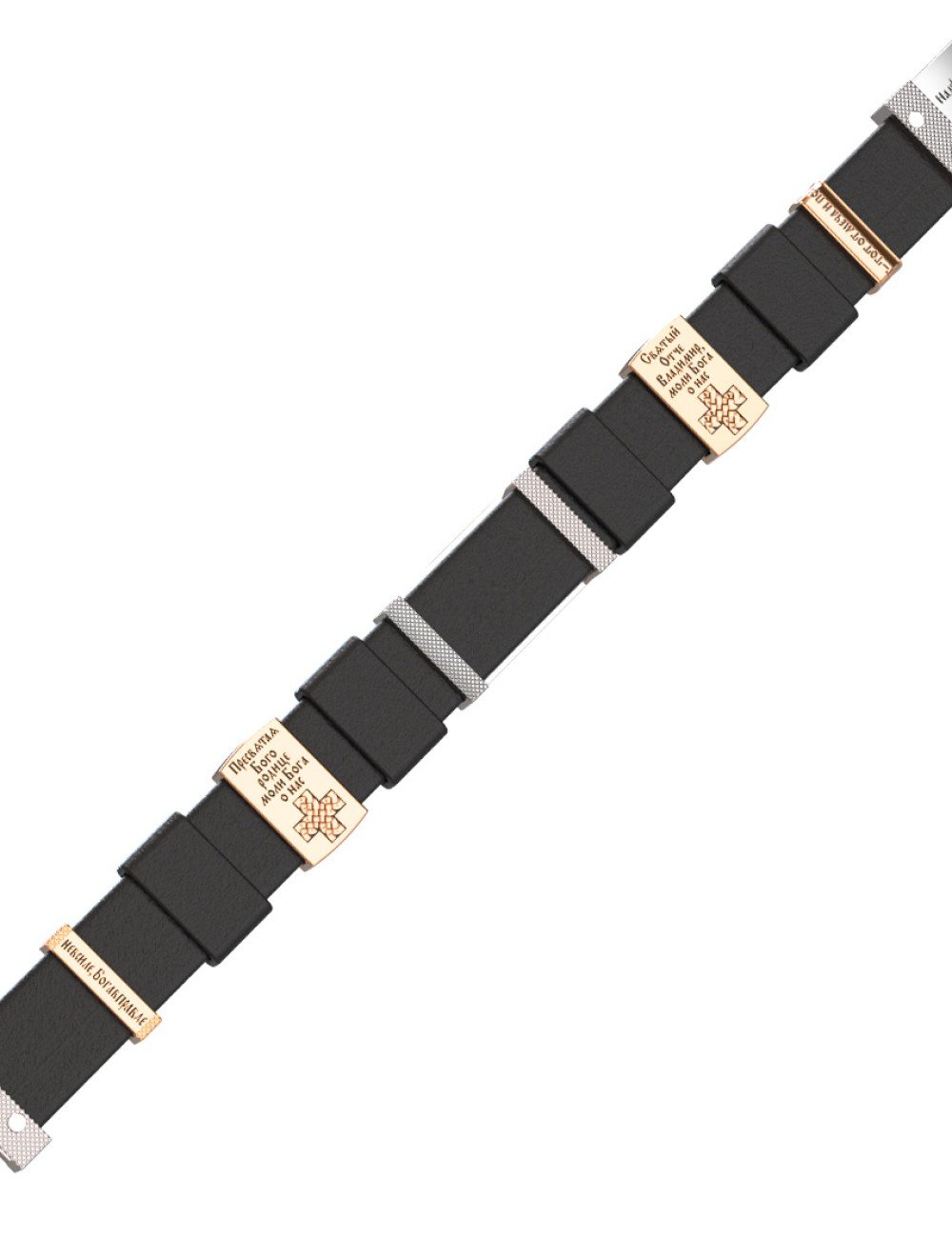 Браслет из белого золота c кожаным шнурком