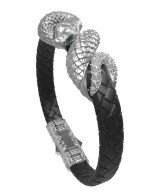 Браслет из белого золота c бриллиантами, изумрудом и шнурком