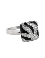 Кольцо из белого золота c эмалью и бриллиантами