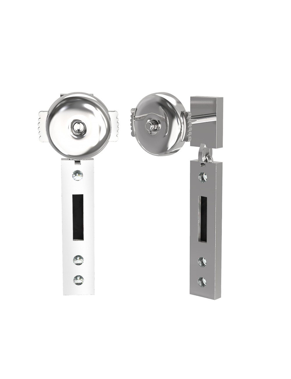 Серьги из белого золота c бриллиантами и ониксом