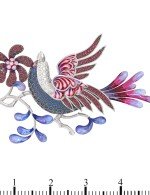 Брошь из белого золота c эмалью и фианитом