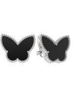 Серьги из белого золота c ониксом