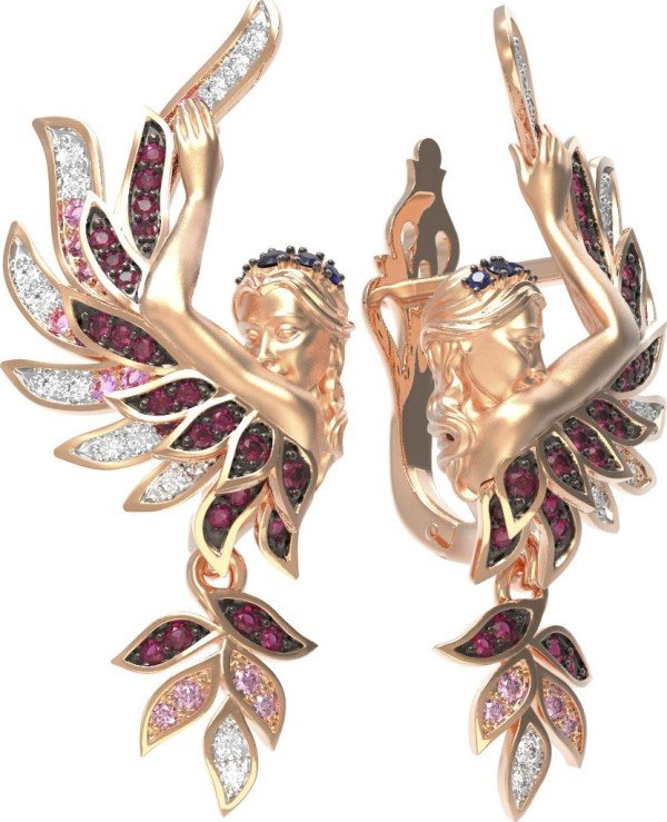 Серьги из золота c фианитом