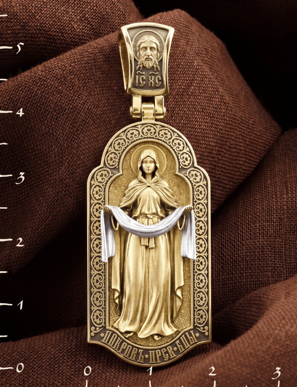 Образок из лимонного золота c эмалью