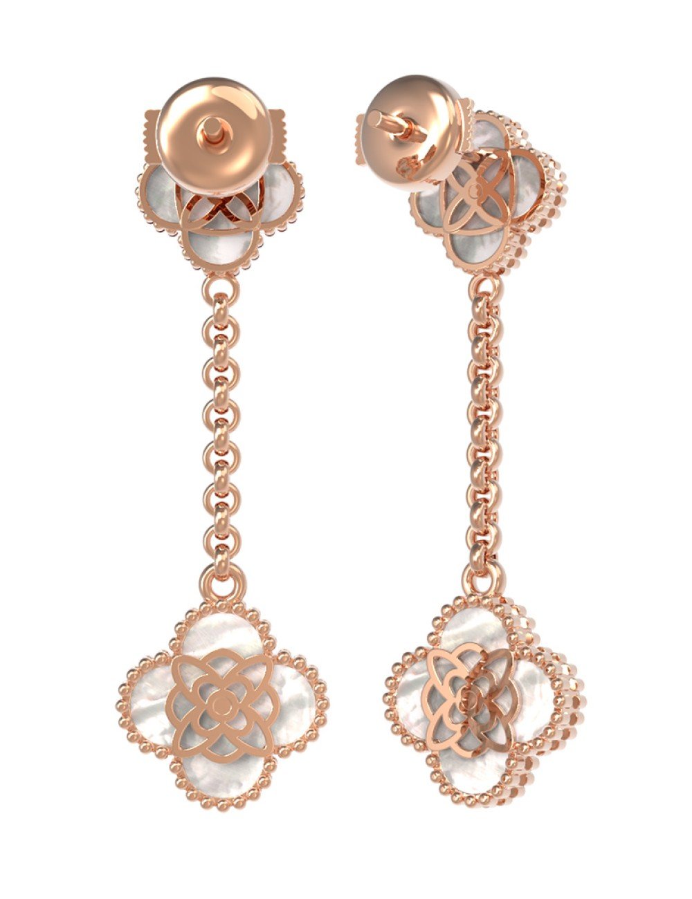 Серьги из золота c бриллиантами и перламутром