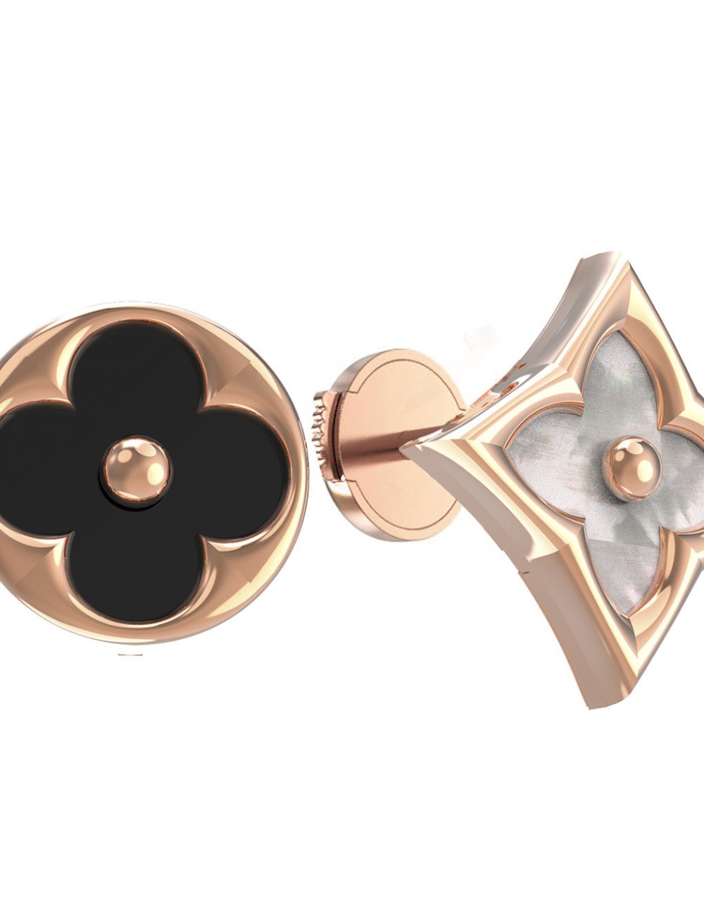 Серьги из золота c ониксом и перламутром