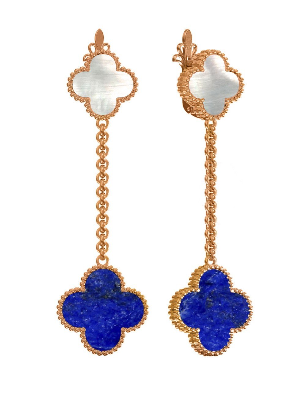 Серьги из золота c лазуритом и перламутром