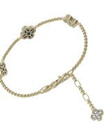 Браслет из лимонного золота c бриллиантами, лазуритом и перламутром