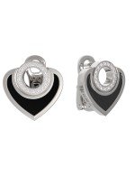 Серьги из белого золота c бриллиантами и ониксом