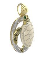 Подвеска из лимонного золота c эмалью и бивнем мамонта