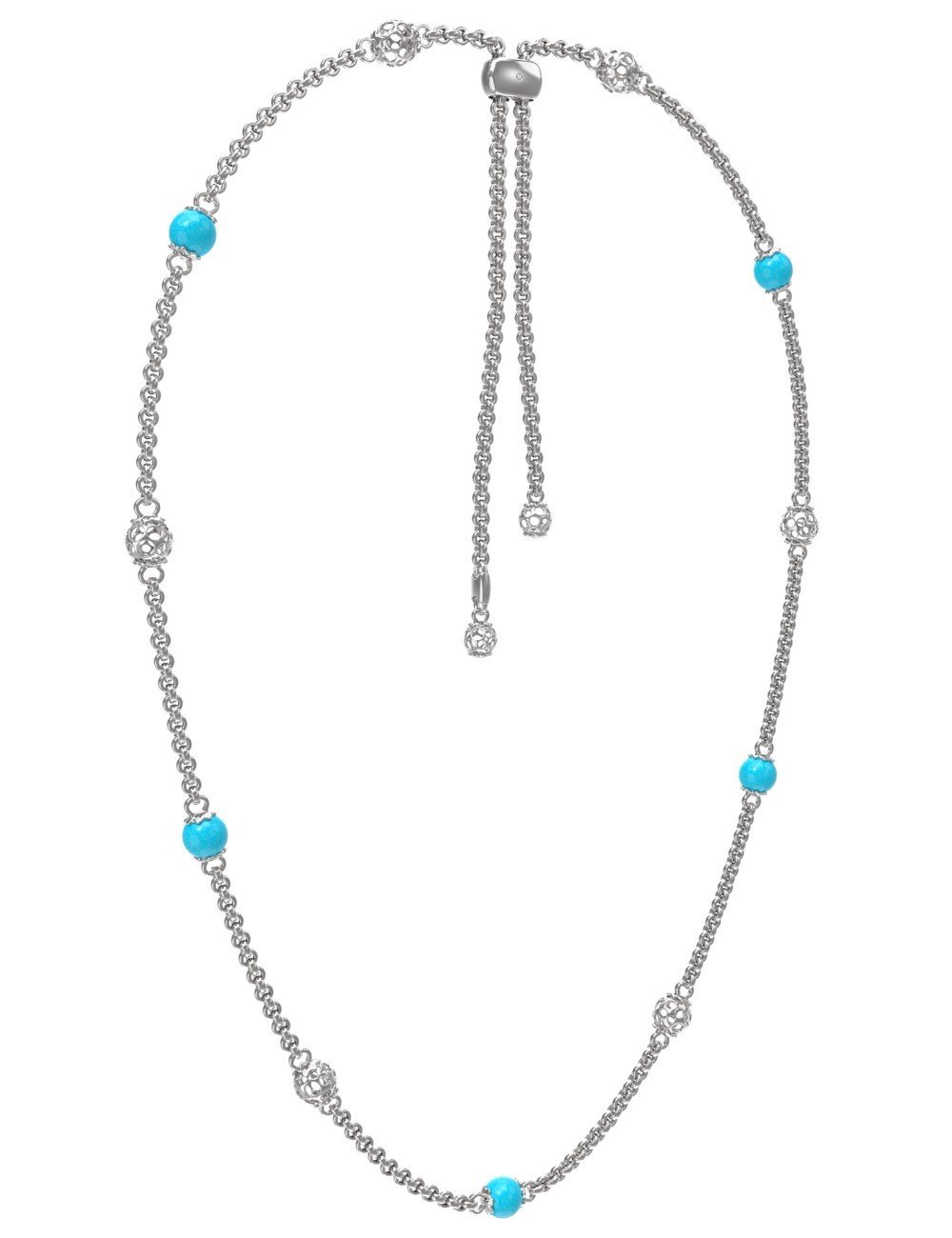 Колье из белого золота c бирюзой