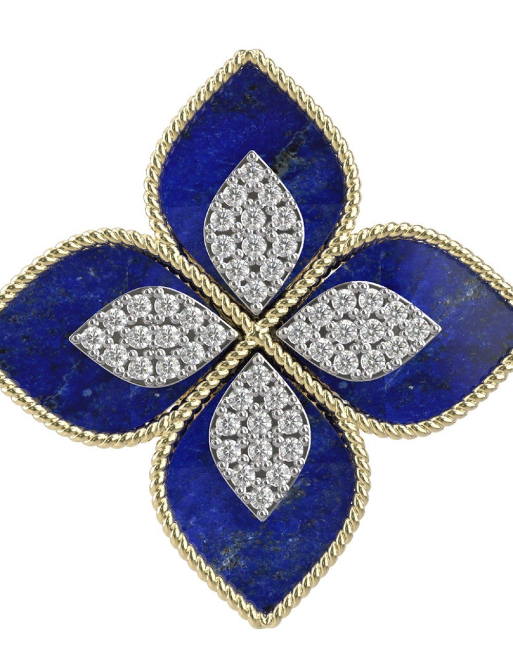 Кольцо из лимонного золота c бриллиантами и лазуритом