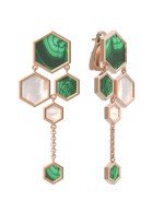 Серьги из золота c малахитом и перламутром