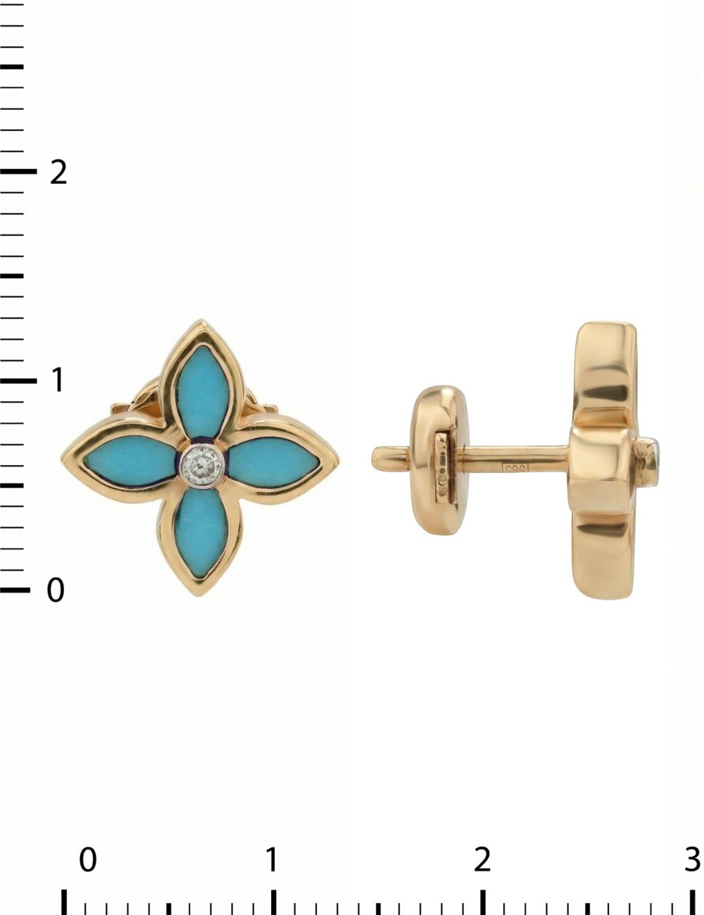 Серьги из золота c бриллиантами и бирюзой