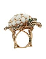 Кольцо из золота c эмалью и бивнем мамонта