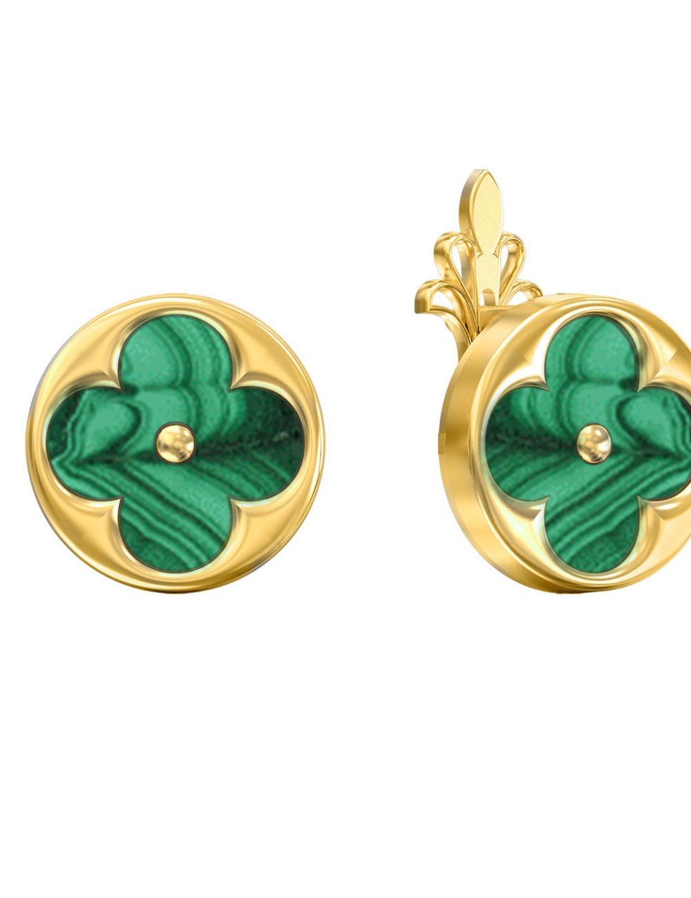 Серьги из лимонного золота c малахитом