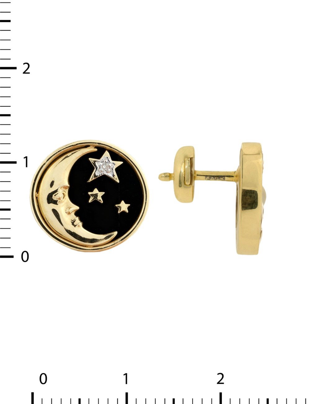 Серьги из лимонного золота c бриллиантами, ониксом и перламутром