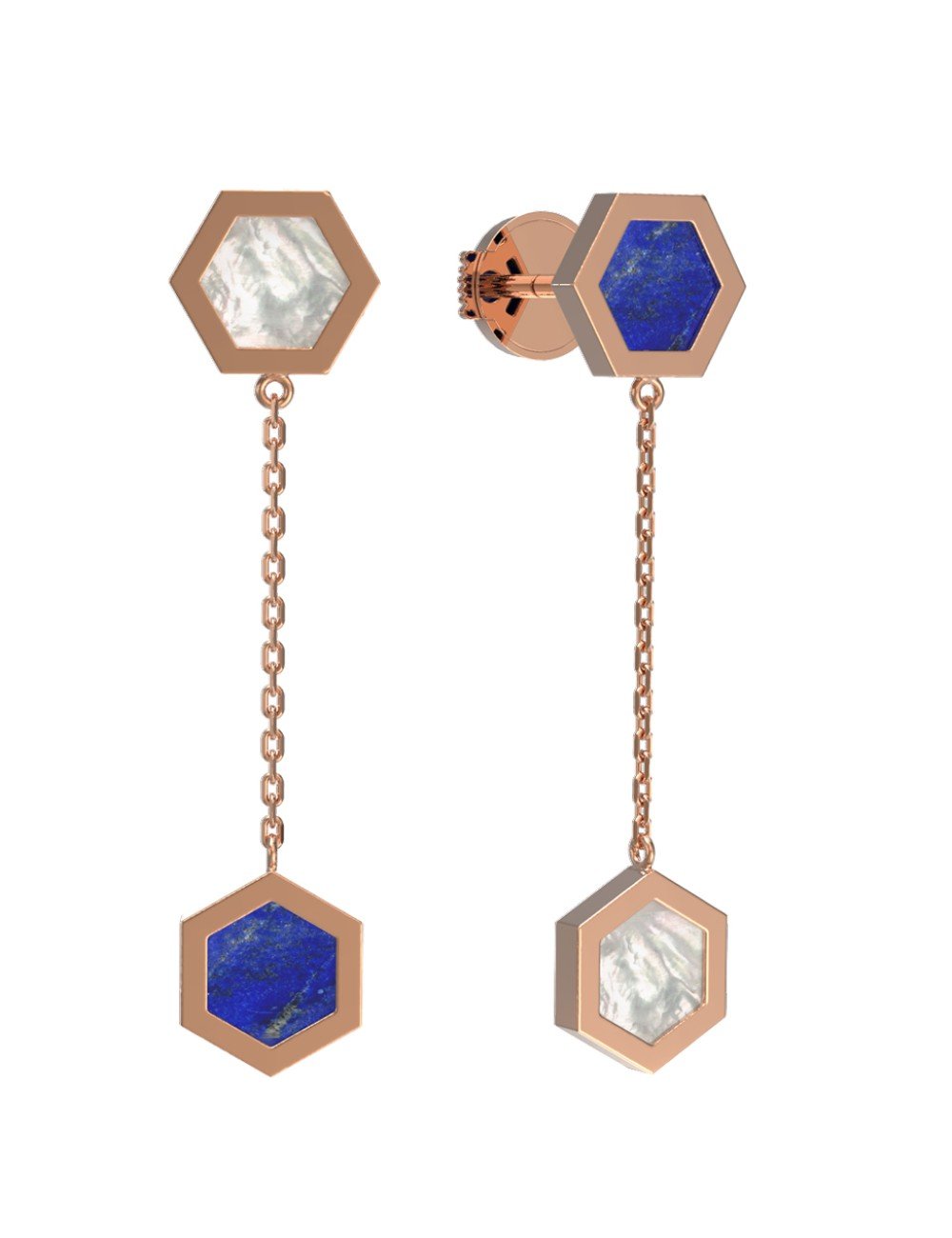 Серьги из золота c лазуритом и перламутром