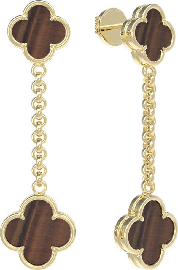 Серьги из лимонного золота c тигровым глазом