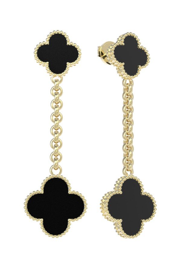 Серьги из лимонного золота c ониксом