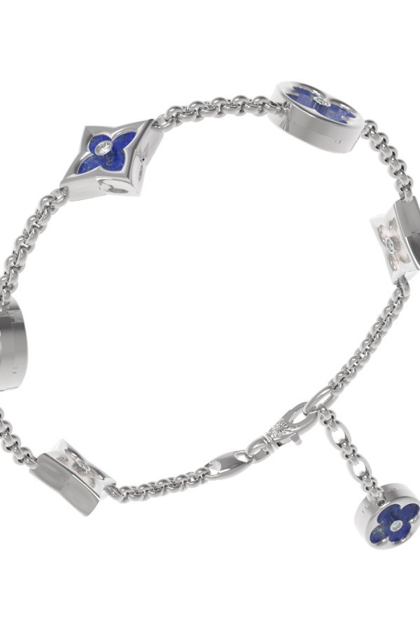 Браслет из белого золота c бриллиантами, лазуритом и перламутром