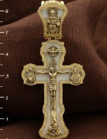 Крест из лимонного золота c бивнем мамонта