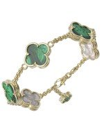 Браслет из лимонного золота c малахитом и перламутром