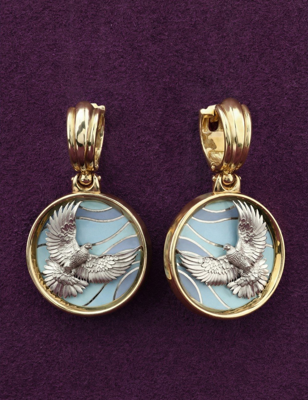 Серьги из лимонного золота c эмалью