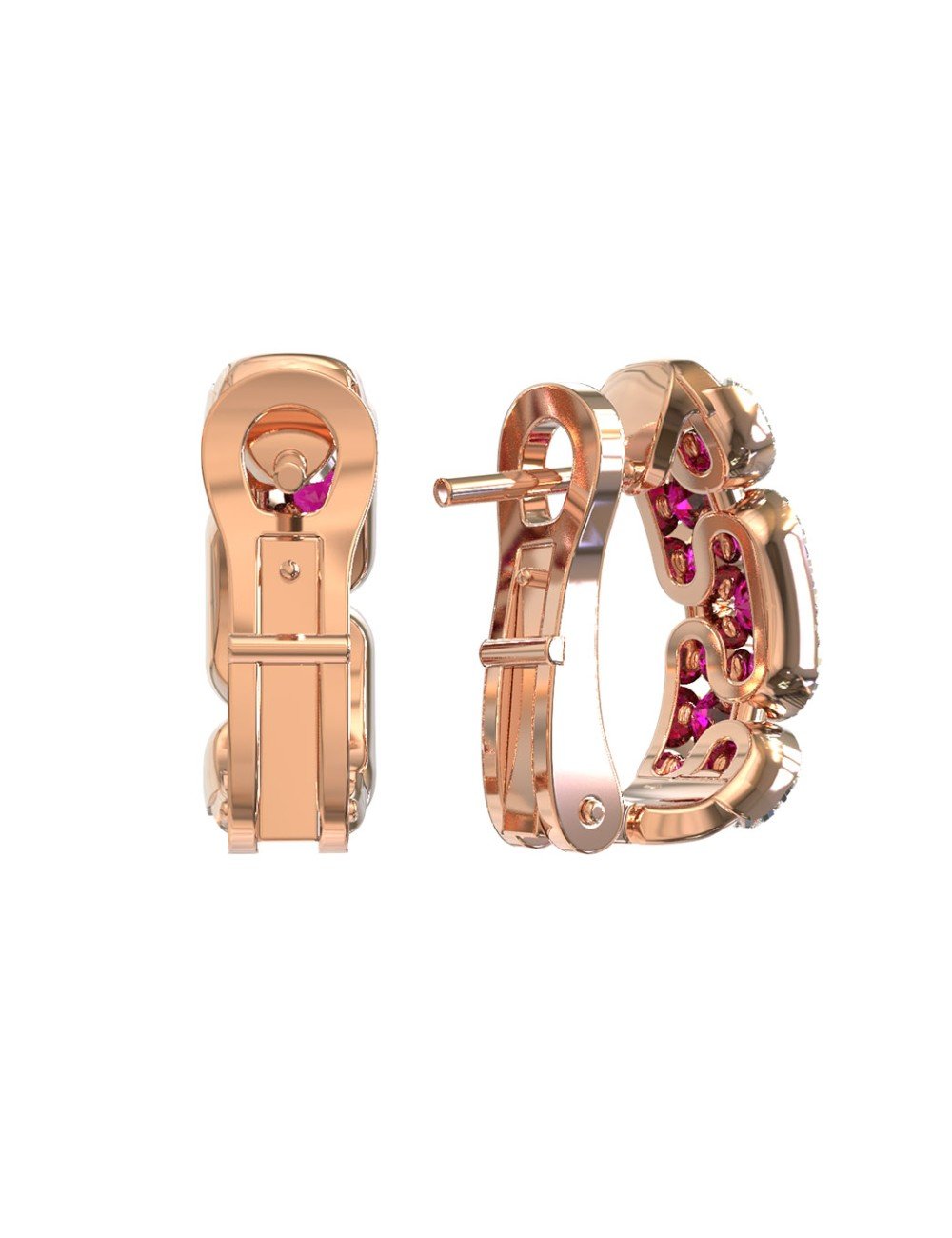 Серьги из золота c бриллиантами и рубином