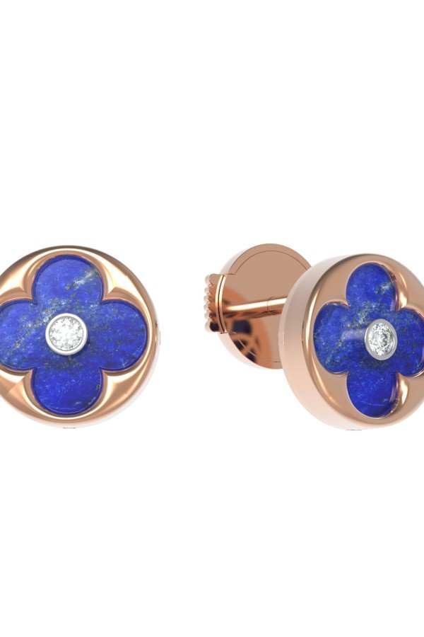 Серьги из золота c бриллиантами и лазуритом