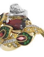 Кольцо из лимонного золота c фианитом и гранатом