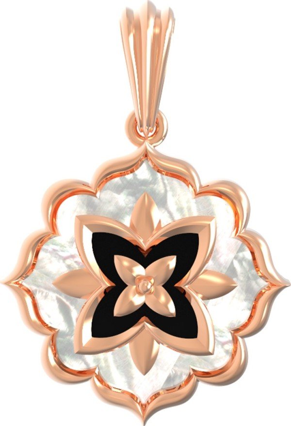 Подвеска из золота c ониксом и перламутром