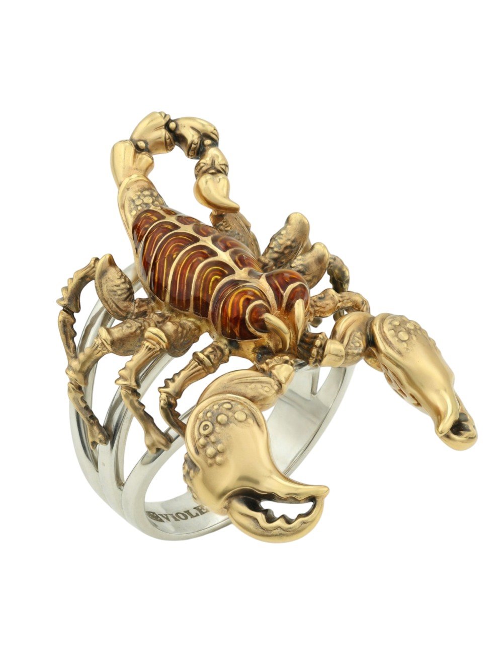 Кольцо из лимонного золота c эмалью