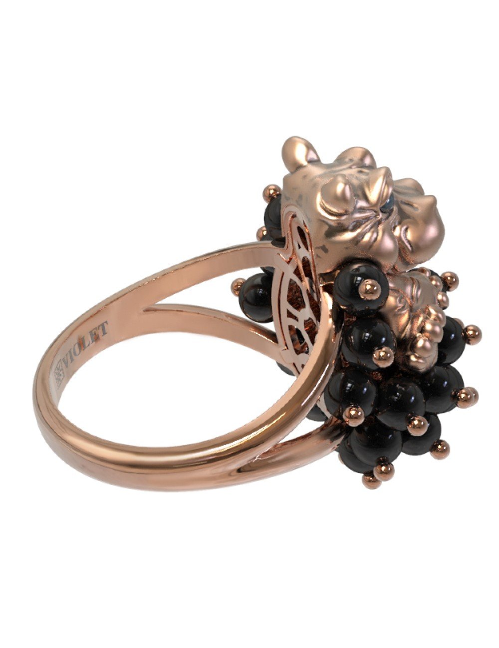 Кольцо из золота c эмалью и ониксом