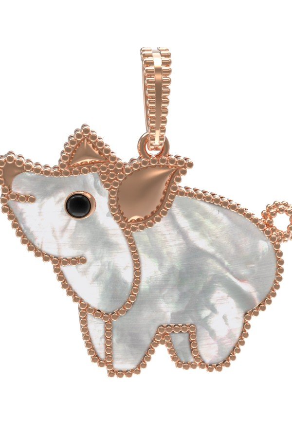 Подвеска из золота c эмалью и перламутром