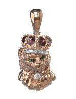 Подвеска из золота c эмалью, бриллиантами и рубином