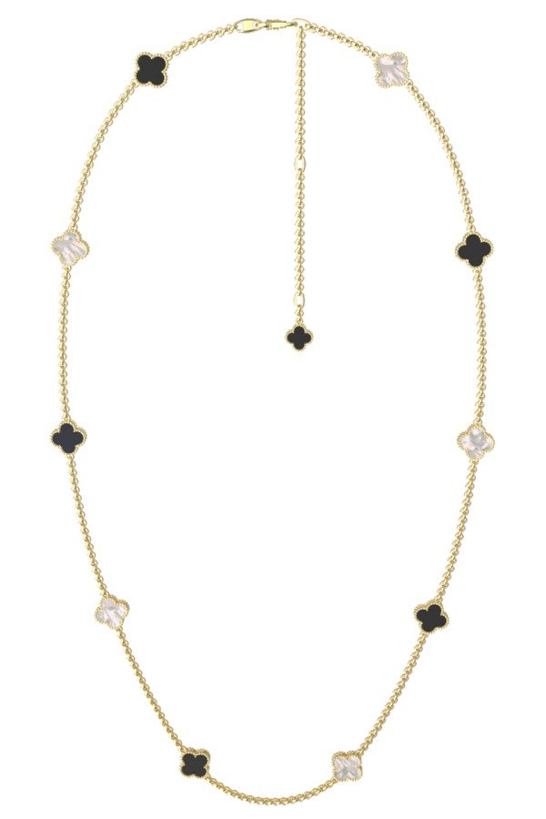 Колье из лимонного золота c ониксом и перламутром