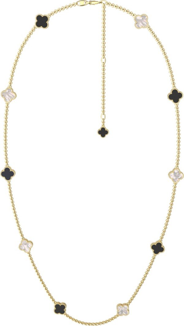 Колье из лимонного золота c ониксом и перламутром