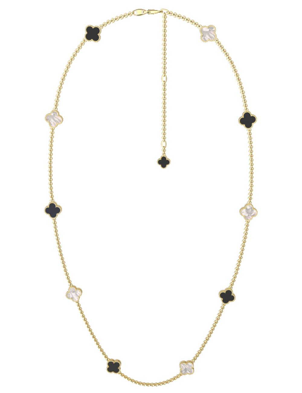 Колье из лимонного золота c ониксом и перламутром