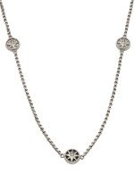 Колье из белого золота c бриллиантами, ониксом и перламутром