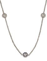 Колье из белого золота c бриллиантами, лазуритом и перламутром